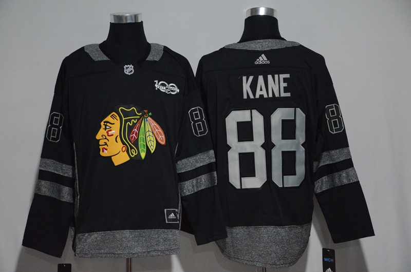 NHL Chicago Blackhawks #88 Kane Black 1917-2017 100th Anniversary Stitched Jersey->->NHL Jersey